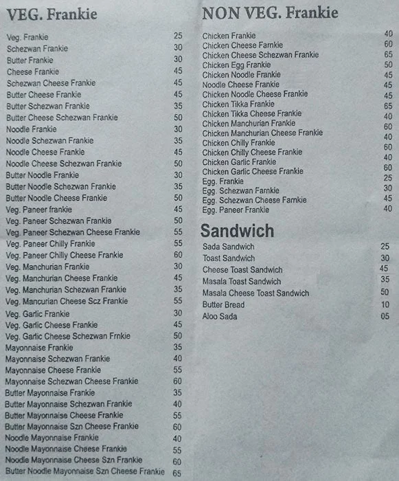 Kismat Snacks Corner menu 