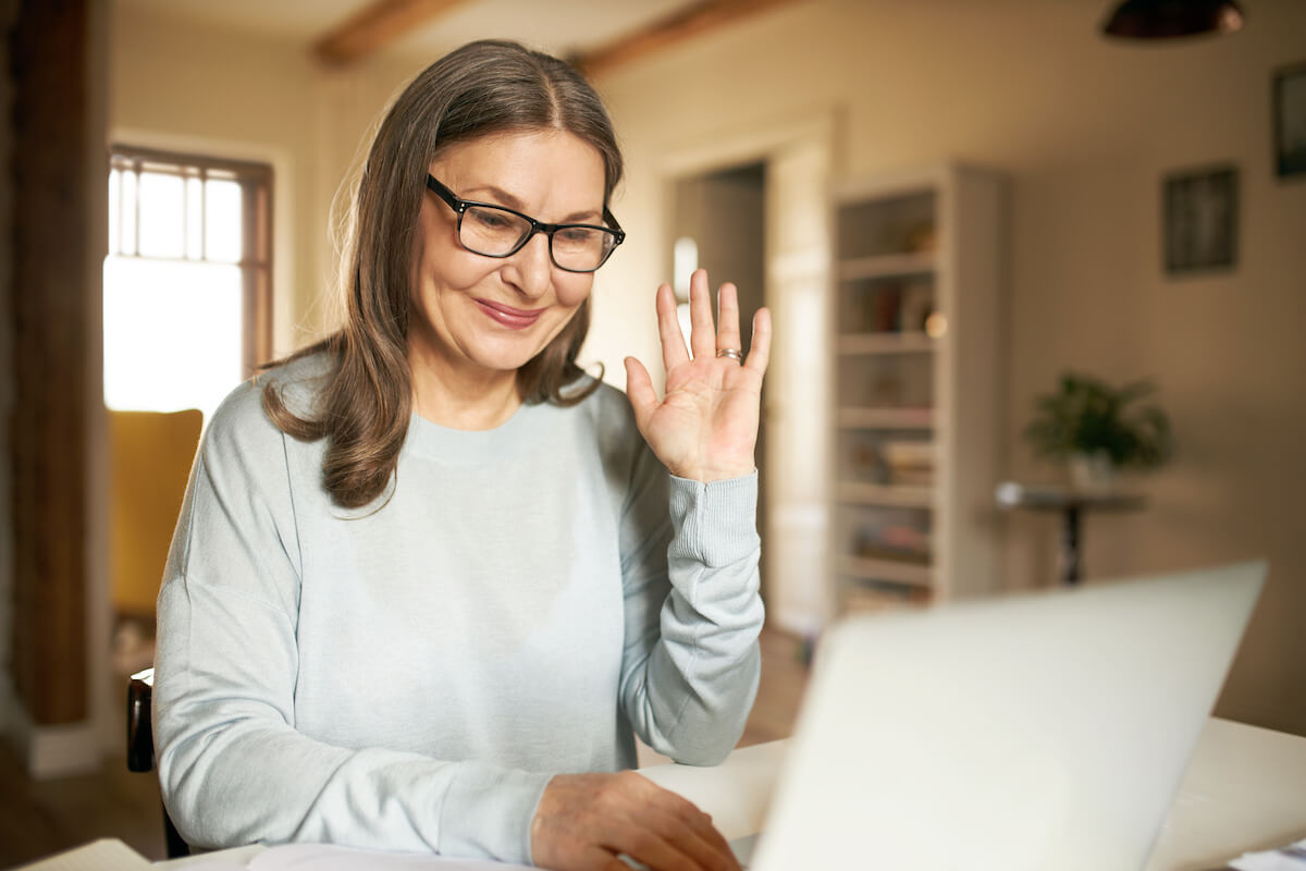 Virtual counseling: patient having a video call using a laptop