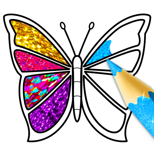 Glitter Butterfly Coloring - Learn Colors for kids