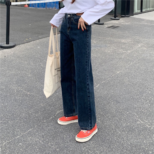 Title 4, Womens Fall Retro High Waist Wide Leg Loose Je...