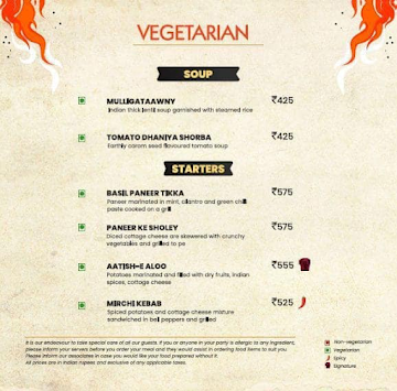 Zafran menu 