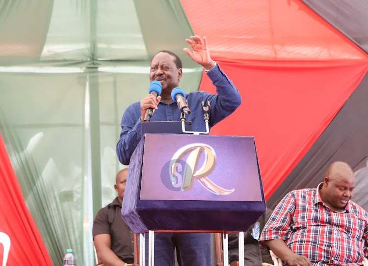 Azimio leader Raila Odinga speaks during a meeting with a section of ODM leaders and supporters at Jaramogi Oginga Odinga Foundation in Upperhill, Nairobi on December 2, 2022.