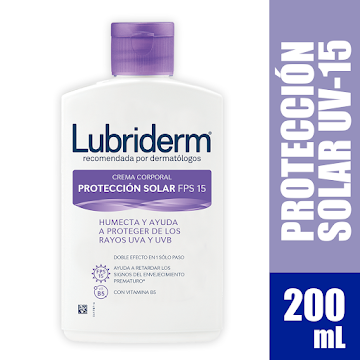 Crema Lubriderm Protección Solar Uv 15 24h Spf 15 Uva Uvb x 200 ml  