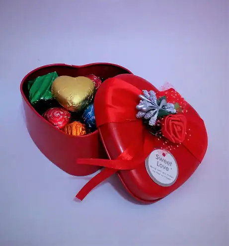 Large Heart Shaped Gift Box Of 12 Assorted Chocolates