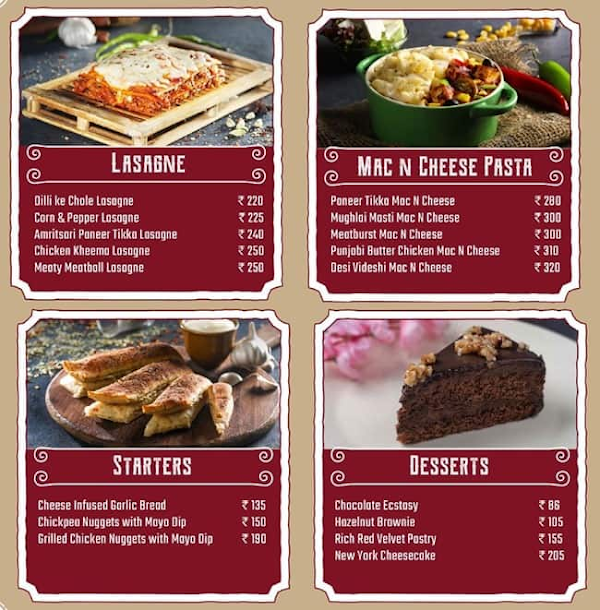 Firangi Bake menu 