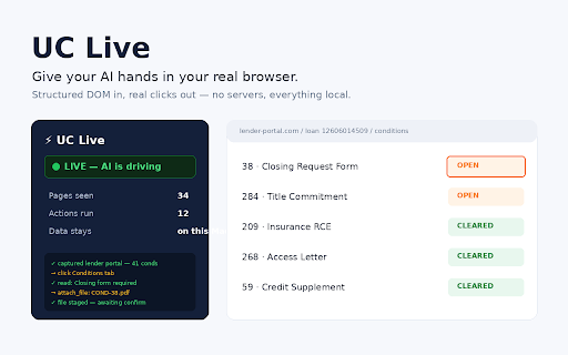 UC Live - AI browser control screenshot 1