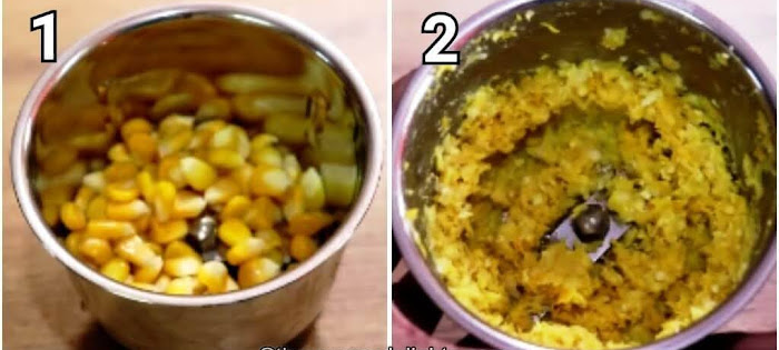 grind the corn kernels to make a paste