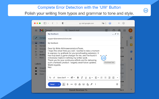 UpWrite AI: Proofreads all Texts in Browser