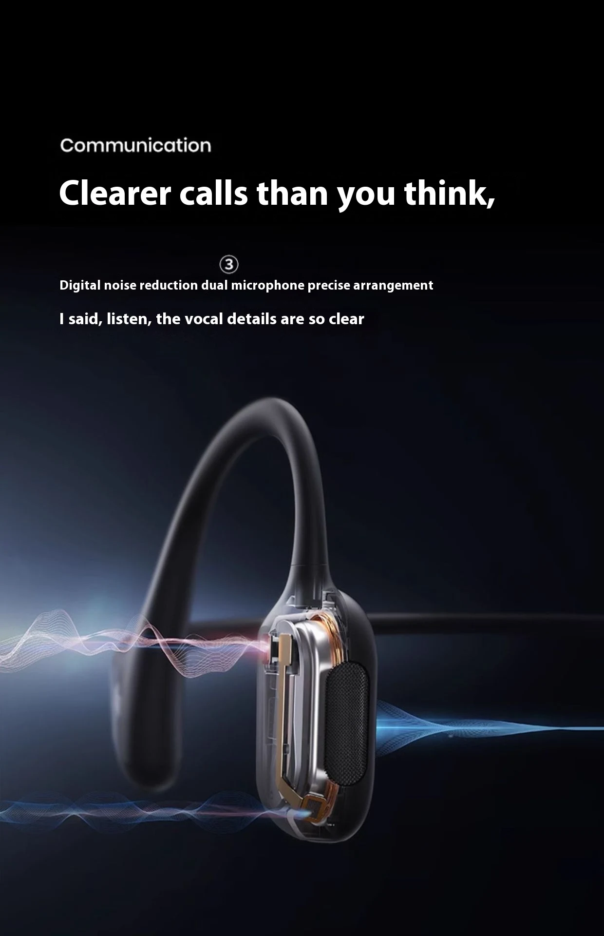 Draadloze Bone Conduction Bluetooth-oortelefoon voor beweging. Luister naar muziek en voer handsfree gesprekken met comfort en veiligheid.