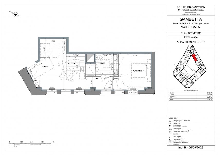 Vente appartement 2 pièces 40.31 m² à Caen (14000), 214 000 €