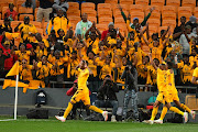 Pule Mmodi celebrates scoring for Kaizer Chiefs in their 3-0 DStv Premiership win against AmaZulu at FNB Stadium on Sunday.