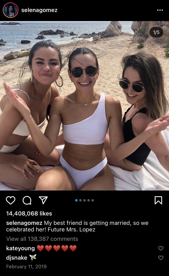 Selena Gomez' most liked Instagram post