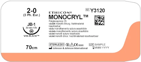 Y3170H erstter Monocryl 2/0 JB-1 70cm  Y3120H