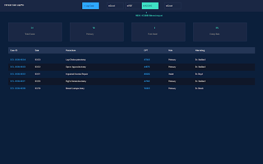 Clinical Case Log → ACGME Export screenshot 2