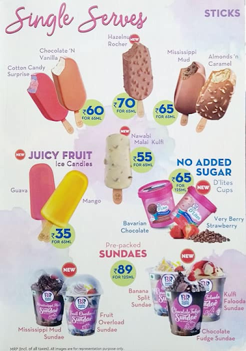 Baskin Robbins menu 