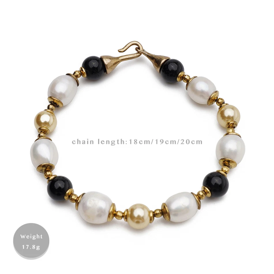 Europese retro-armband met natuurlijke agaat en parels, een stijlvol accessoire voor vrouwen, perfect voor elke gelegenheid.