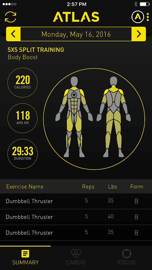 Android application Atlas Workout Tracker for Wear screenshort