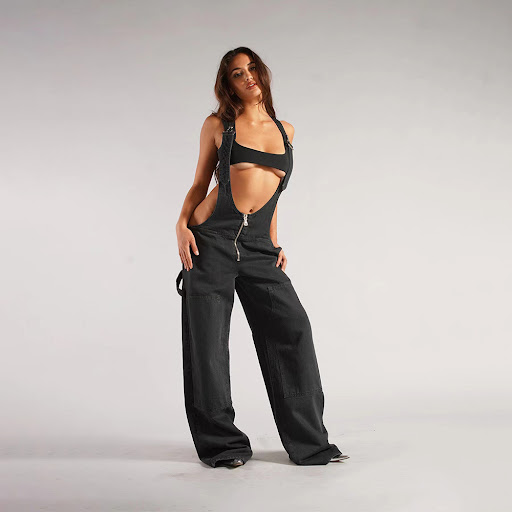 Title 3, Y2K Zipper Denim Overalls with Pockets, Loose S...