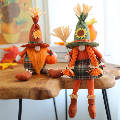 Title 4, Harvest Festival Pumpkin Broom Scarecrow Facele...