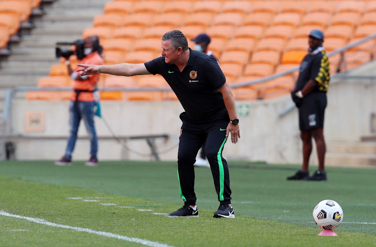 Kaizer Chiefs coach Gavin Hunt issuing instructions to his players from the sidelines.