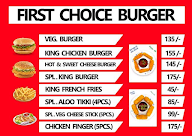 First Choice Burger menu 1