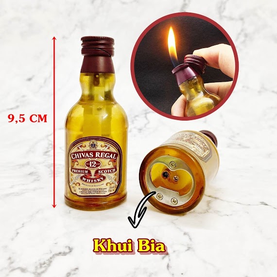 Hột Quẹt Bật Lửa Hình Chai Rượu Chivas Kiêm Đồ Khui Bia Tiện Lợi - Xài Gas