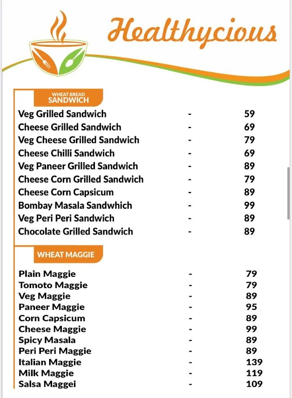 HEALTHYCIOUS menu 