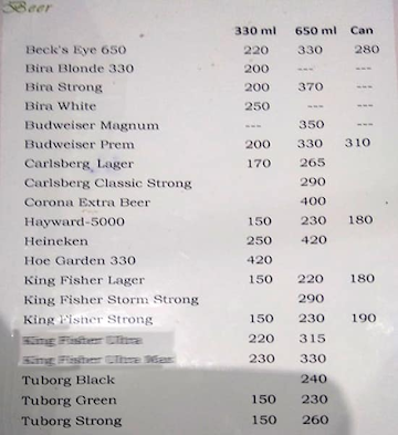 De Liquid Bar menu 