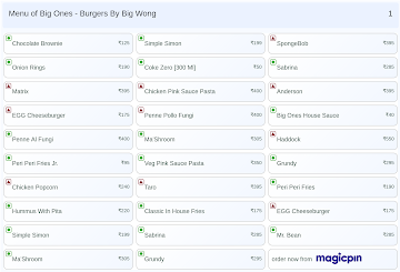 Big Ones - Burgers By Big Wong menu 