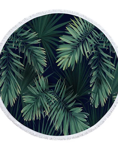 New Tropical Plant Round Beach Towe - 1