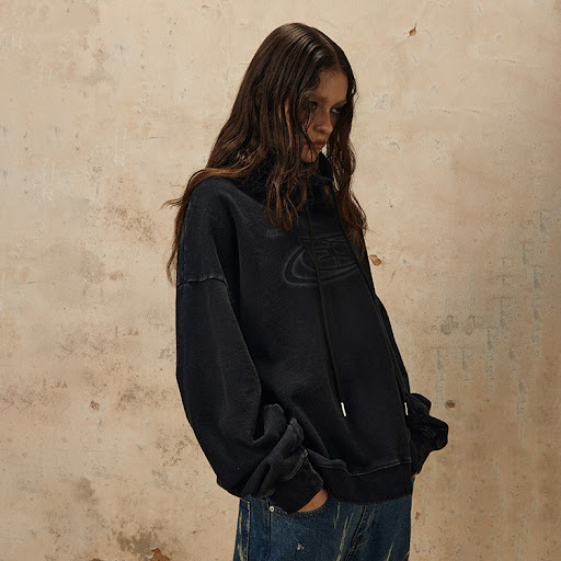 Title 2, Washed Turtleneck Print Loose Retro Letter Terr...