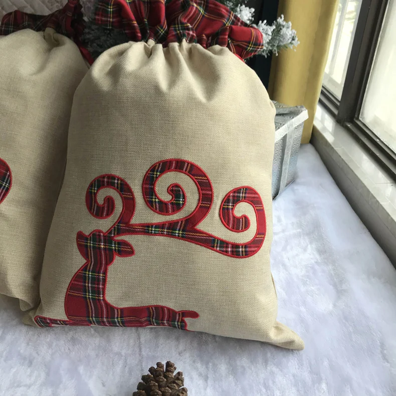Title 3, Sac cadeau de Noël vieil homme élan ruban sac à...