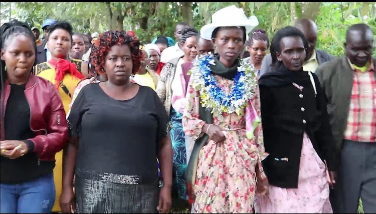 Diana Chepkemoi, a domestic worker who was stranded in Saudi Arabia, is being welcomed home in Chemalal village, Bomet county, on Wednesday.