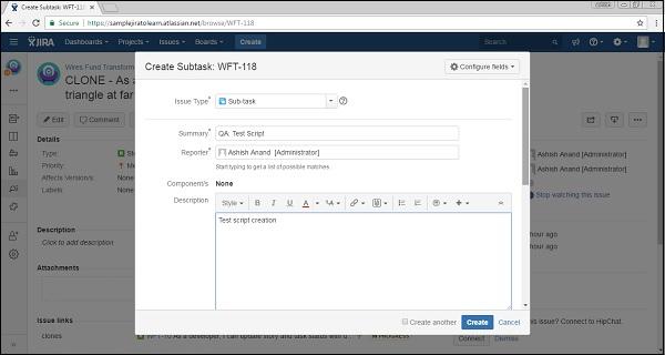 Create Subtask Form