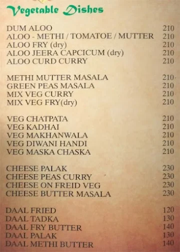 Millennium Restaurant menu 