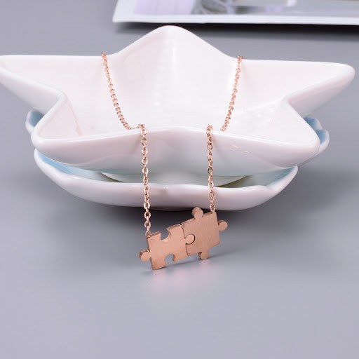 Title 5, Fun jigsaw necklace with 18K gold plating
