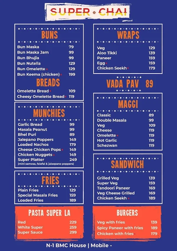 Super Chai menu 