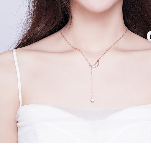 Title 3, Korea hollow star moon necklace