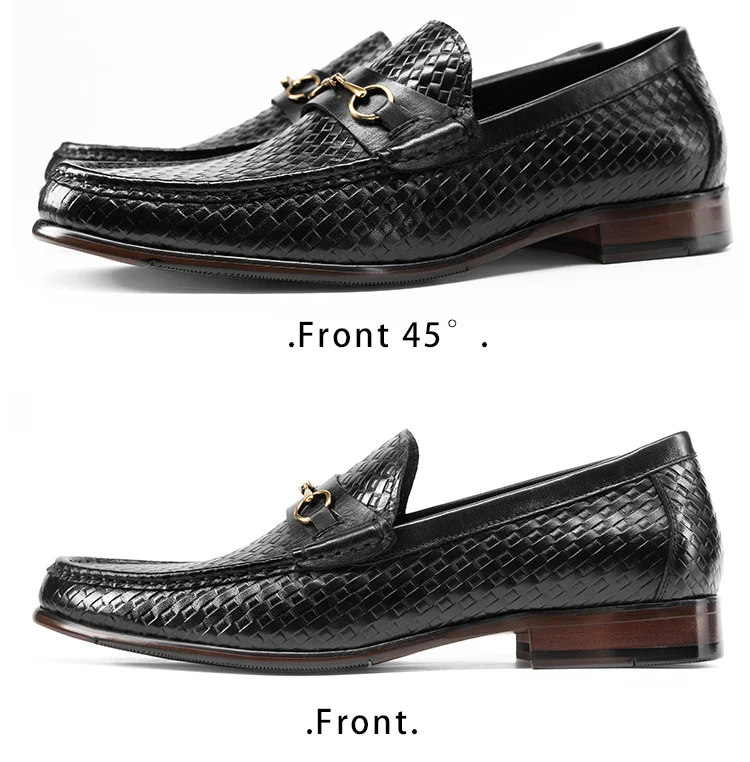 Zakelijke Casual Heren Geweven Loafers Lederen Schoenen. Elegante Herenschoenen voor op het Werk. Comfort en stijlvol voor dagelijks gebruik.