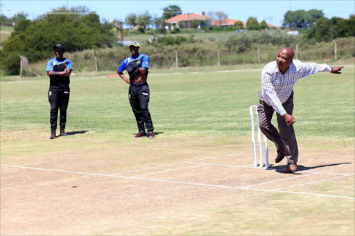 HAPPY: Border Cricket president Thando Ganda tests the new pitch