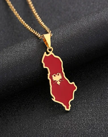 Collar de acero inoxidable con mapa - 3