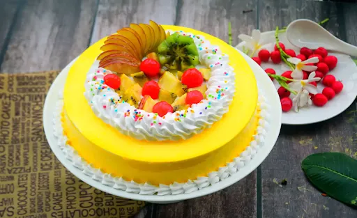 Eggless Pineapple Fresh Fruit Cake