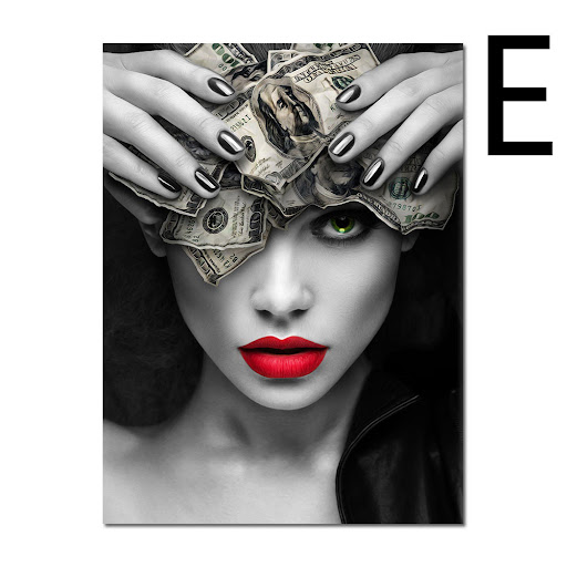 Title 2, Wall Art Poster Red Lips Smoking Woman Clock Pi...