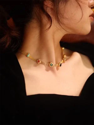 Collar Medieval Clásico con Circonitas de Colores - Elegancia Atemporal para Mujeres - Joyería Clásica Medieval