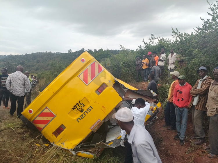 The school bus that overturned in Murang'a on February 24, 2024