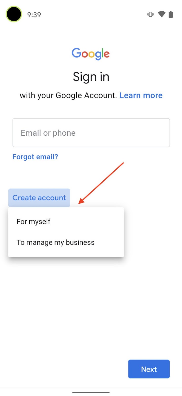 Set Up New Google Account Mobile Step 5