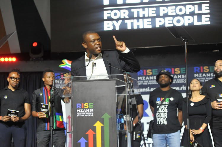 Rise Mzansi leader Songeso Zibi woos voters in Pretoria.