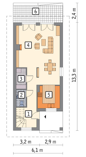 Szczupły - wariant I - C203a - Rzut parteru