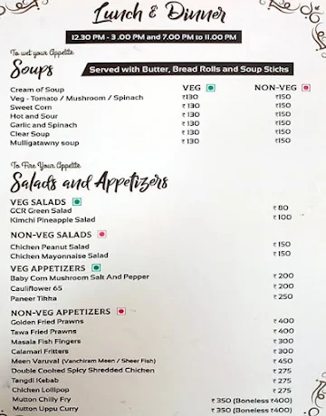 Palmyra Restaurant menu 