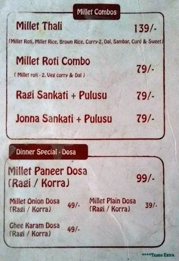 Ahobilam Foods - Millet Cave menu 